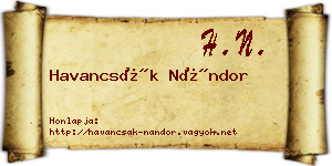 Havancsák Nándor névjegykártya